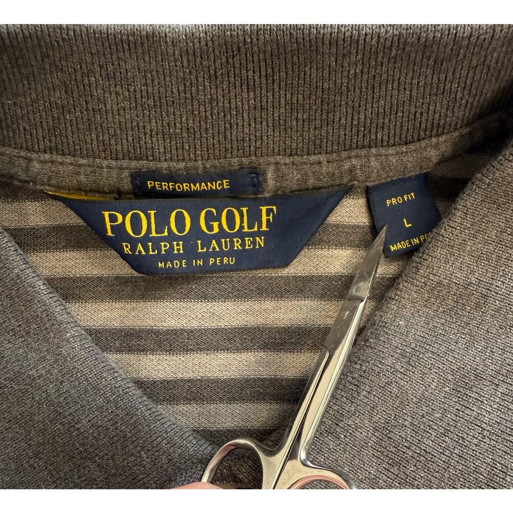Polo Golf Ralph Lauren Shirt Size LARGE Gray Stripe Big Pony Pro Fit Mens Polo - Picture 8 of 9